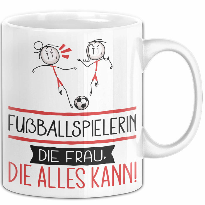 Fußballspielerin Geschenk Tasse Becher Die Frau Die Allen Kann Geschenkidee für eine Fußballspielerin Lustig Weiß Trendation