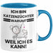 Katzenzüchter Geschenk Tasse Lustiger Spruch Ich Bin Katzenzüchter Warum Weil Ich Es Kann Geschenkidee Bester Katzenzüchter Geburtstag Kaffee-Becher Blau Trendation