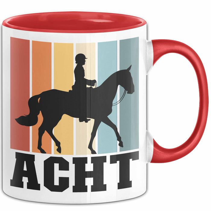 Tasse Geschenk Acht Retro Pferd Design Becher Rot Trendation