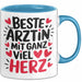 Aerztin Tasse Geschenk Beste Aerztin Mit Ganz Viel Herz Geschenkidee Beruf Blau Trendation