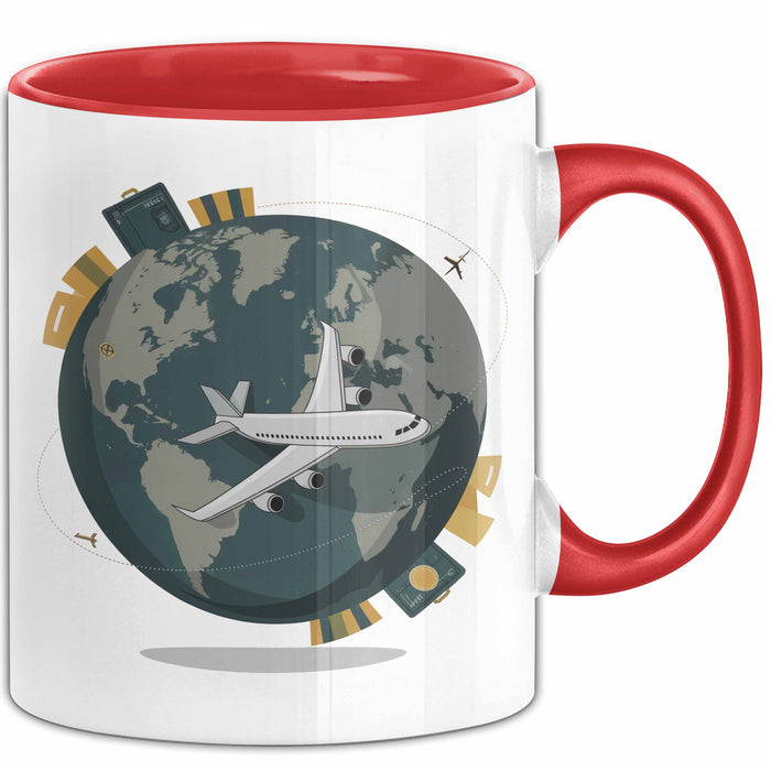 Reisender Tasse Geschenkidee für Abenteuerlustige Rot Trendation