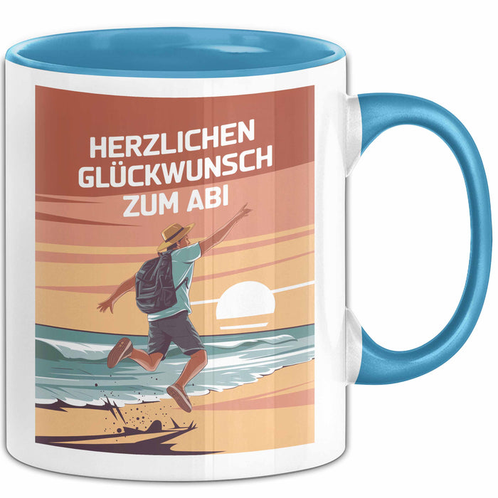 Schüler Abschluss Tasse Geschenk Lustige Geschenkidee Spruch Herzlichen Glückwünsche Zum Abi Blau Trendation