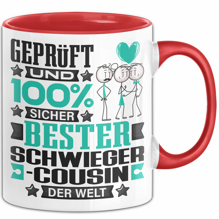 Schwiegercousin Geschenk Lustiger Spruch für Schwiegercousin Geschenkidee Bester Schwiegercousin Der Welt Rot Trendation