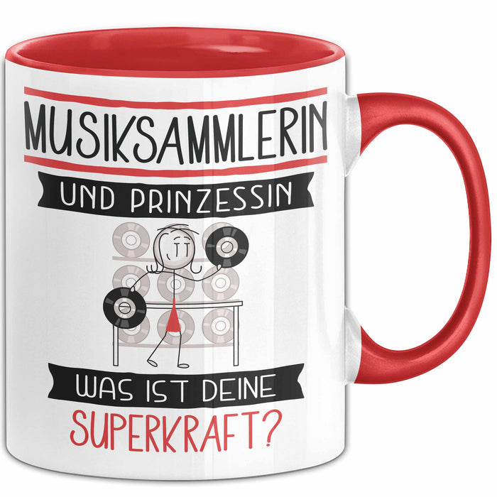 Musiksammlerin Und Prinzessin Tasse Geschenk Für Eine Musiksammlerin Geburtstag Was Ist Deine Superkraft Rot Trendation