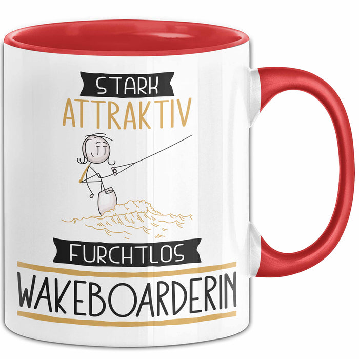 Wakeboarderin Tasse Geschenk Becher Stark Attraktiv Furchtlos Wakeboarderin Lustige Geschenkidee Rot Trendation
