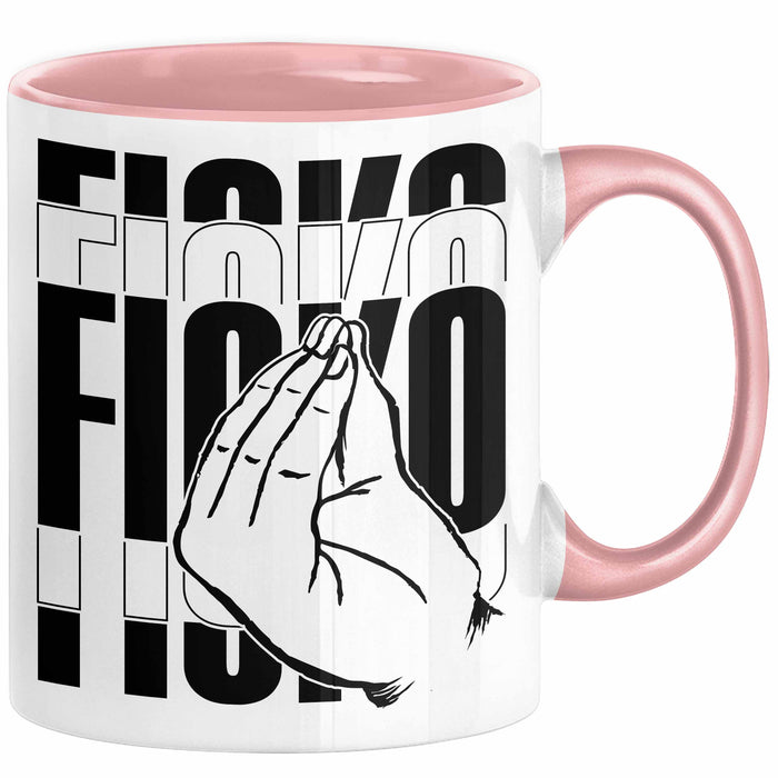 Italiener Geschenk Tasse Ficko Italienische Handbewegeung Kaffee-Becher Rosa Trendation