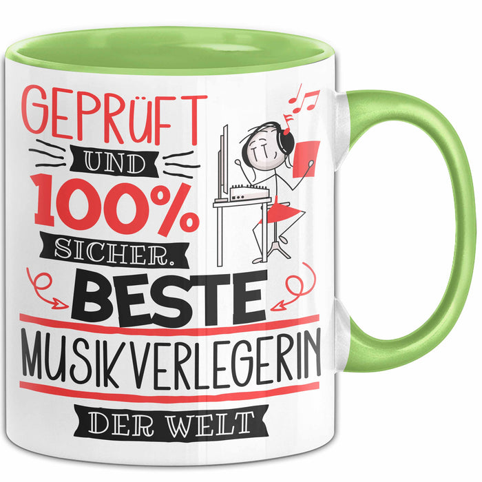Beste Musikverlegerin Der Welt Tasse Geschenk für Eine Musikverlegerin Geprüft Und Sicher Geschenkidee Geburtstag Weihnachten Grün Trendation