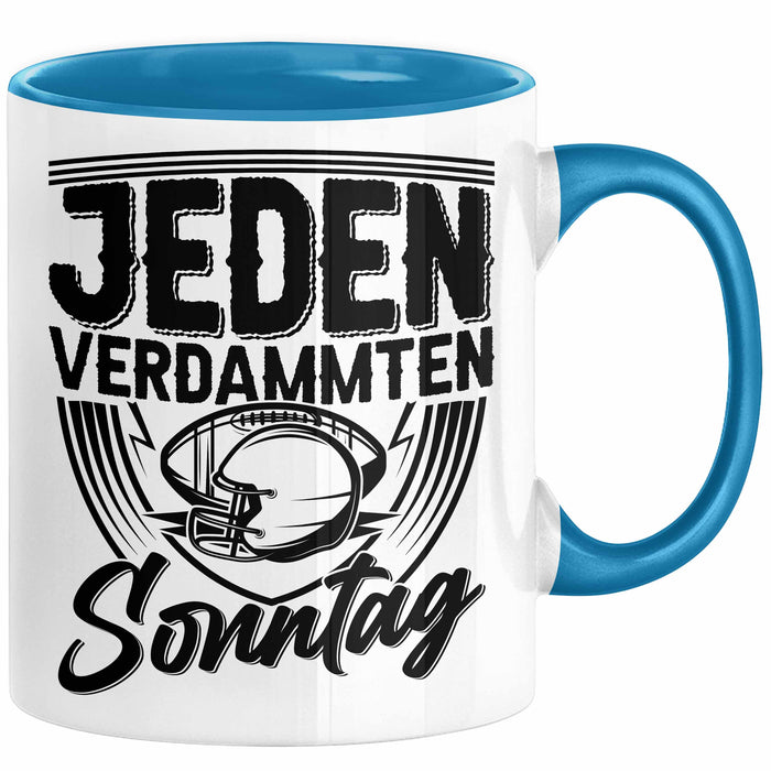 American Football Tasse Geschenk Jeden verdammten Sonntag American Football-Spieler Geschenkidee Kaffee-Becher Blau Trendation