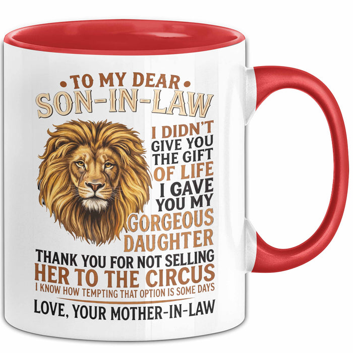Schwiegersohn Tasse Geschenk To My Dear Son In Law Geschenkidee Schwiegermutter Rot Trendation