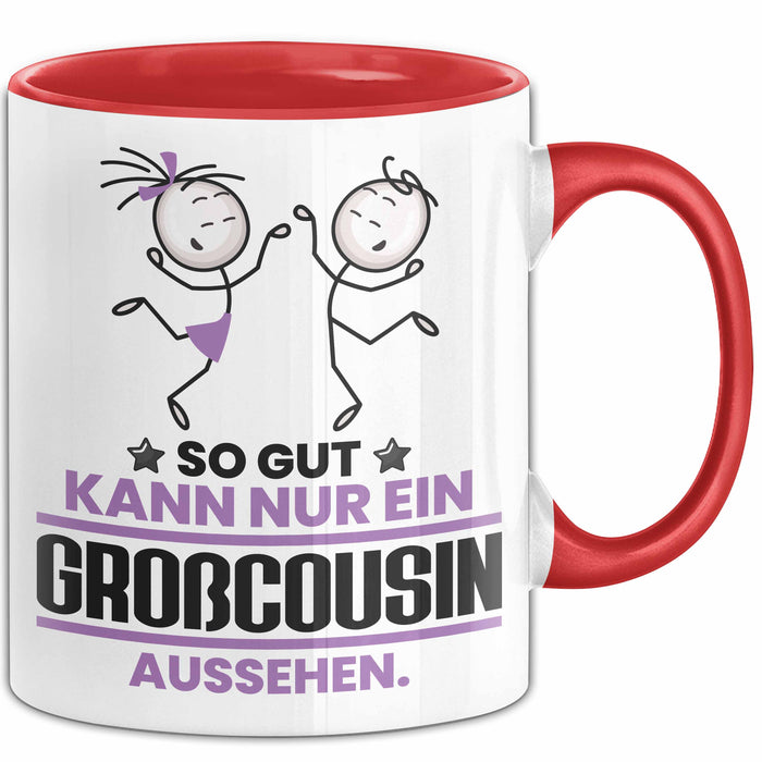 Großcousin Geschenk Tasse So Gut Kann Nur Ein Großcousin Aussehen Geschenkidee Kaffee-Becher Rot Trendation