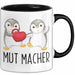 Lustige Tasse Geschenk Zwei Pinguine Mit Herz Witziger Becher Mut Schwarz Trendation