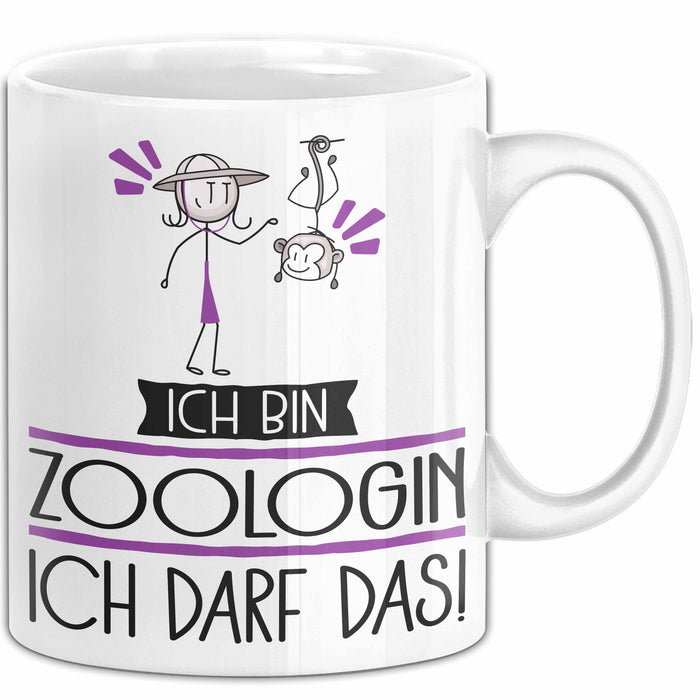 Geschenk für Zoologin Tasse Lustige Geschenkidee Geburtstag Ich Bin Zoologin Ich Darf Das Weiß Trendation