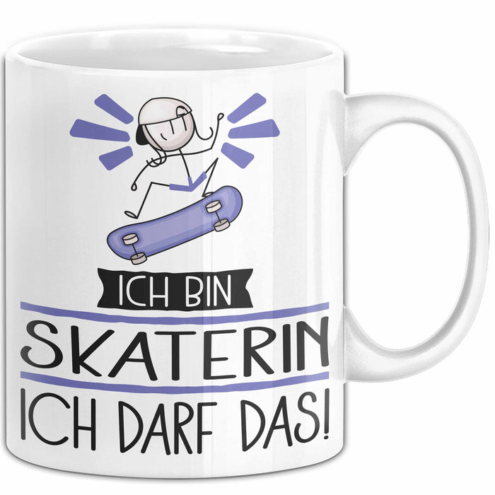 Geschenk für Skaterin Tasse Lustige Geschenkidee Geburtstag Ich Bin Skaterin Ich Darf Das Weiß Trendation