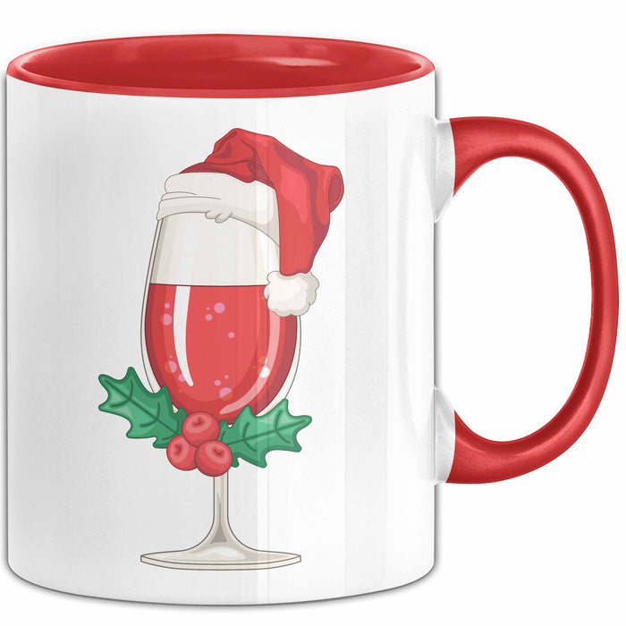 Weihnachten Weinglas Tasse Geschenk Weihnachtliche Grafik Kaffee-Becher Rot Trendation