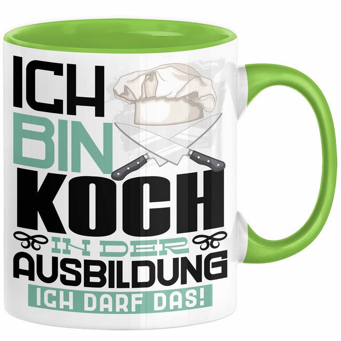 Koch Ausbildung Tasse Geschenk Ich Bin Koch In Der Ausbildung Ich Darf Das Geschenkidee Spruch Grün Trendation