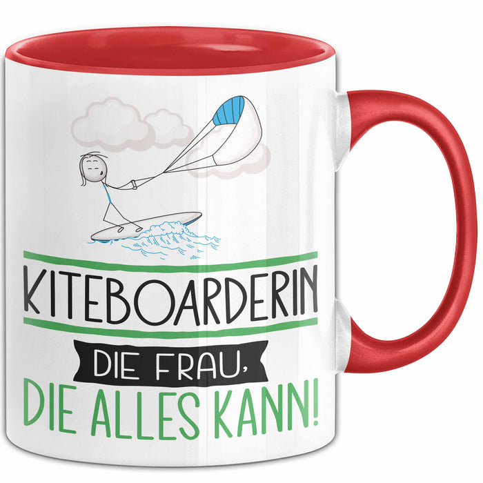 Kiteboarderin Geschenk Tasse Becher Die Frau Die Allen Kann Geschenkidee für eine Kiteboarderin Lustig Rot Trendation