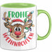 Weihnachten Tasse Geschenk Frohe Weihnachten Rentier Geschenkidee Weihnachtszeit Kaffee-Becher Grün Trendation