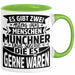 München Tasse Geschenk Heimat Münchener Geschenkidee Kaffee-Becher Bayern Es Gibt 2 Arten von Menschen Münchener Grün Trendation