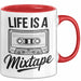 Retro Kassette Mixtape Tasse Geschenk Lustige Geschenkidee Spruch Das Leben Ist Ein Mixtape Rot Trendation