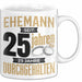 Ehemann Tasse Geschenk 25 Jahre Hochzeitstag Lustiger Spruch Silberhochzeit Weiß Trendation