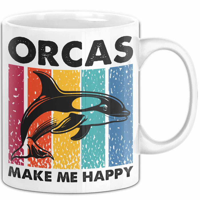 Orcas Tasse Geschenk Wale Wal Liebhaber Geschenkidee Retro Becher Weiß Trendation