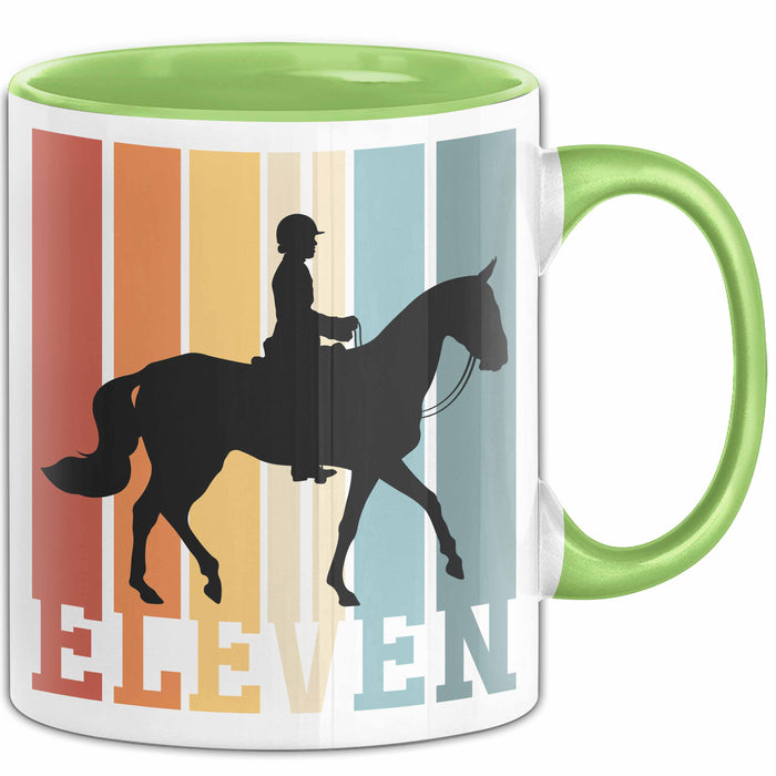 Tasse Geschenk Eleven Retro Pferd Spruch Lustiger Becher Grün Trendation