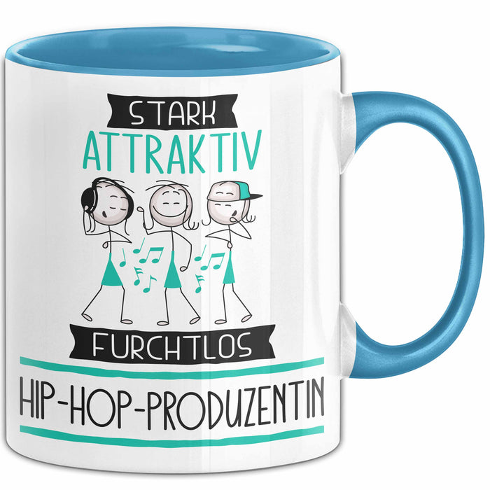 Hip-Hop-Produzentin Tasse Geschenk Becher Stark Attraktiv Furchtlos Hip-Hop-Produzentin Lustige Geschenkidee Blau Trendation