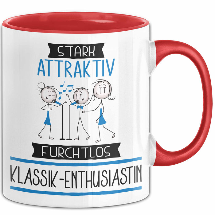 Klassik-Enthusiastin Tasse Geschenk Becher Stark Attraktiv Furchtlos Klassik-Enthusiastin Lustige Geschenkidee Rot Trendation