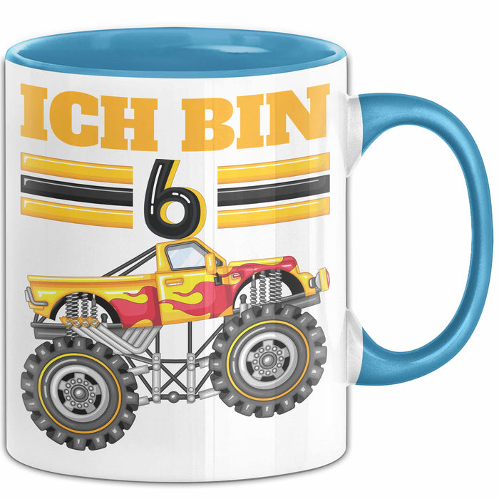 6. Geburtstag Geschenk Tasse Becher Jungs Trucks Geburtstagsgeschenk Ich Bin 6 Blau Trendation