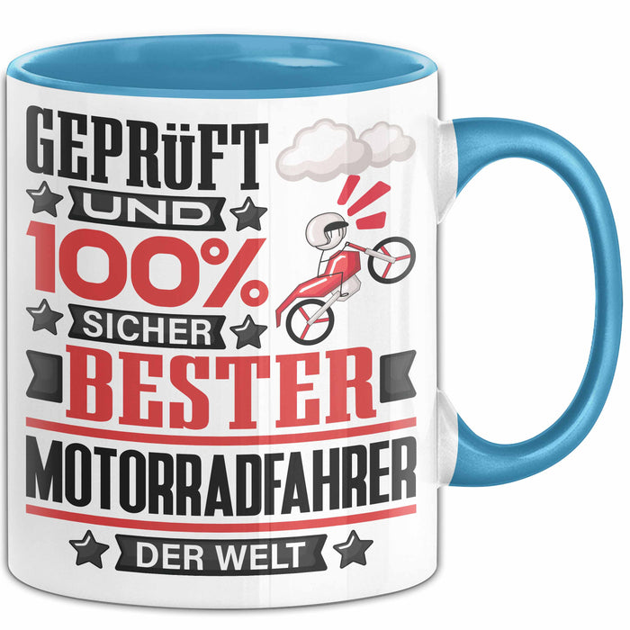 Motorradfahrer Geschenk Lustiger Spruch für Motorradfahrer Geschenkidee Bester Motorradfahrer Der Welt Blau Trendation