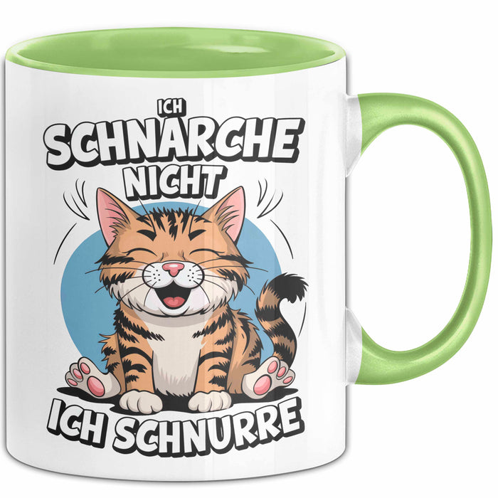 Schlafende Katze Tasse Geschenk Lustige Geschenkidee Spruch Ich Schnarche Nicht Ich Schnurre Grün Trendation