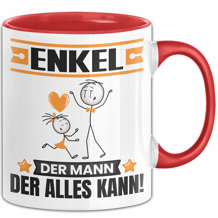 Enkel Tasse Geschenk für Enkel Der Mann Der Alles Kann Geschenkidee zum Geburtstag Rot Trendation