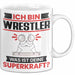 Wrestler Tasse Geschenk für Wrestler Geburtstag Lustiger Spruch Kaffee-Becher Was Ist Deine Superkraft Weiß Trendation