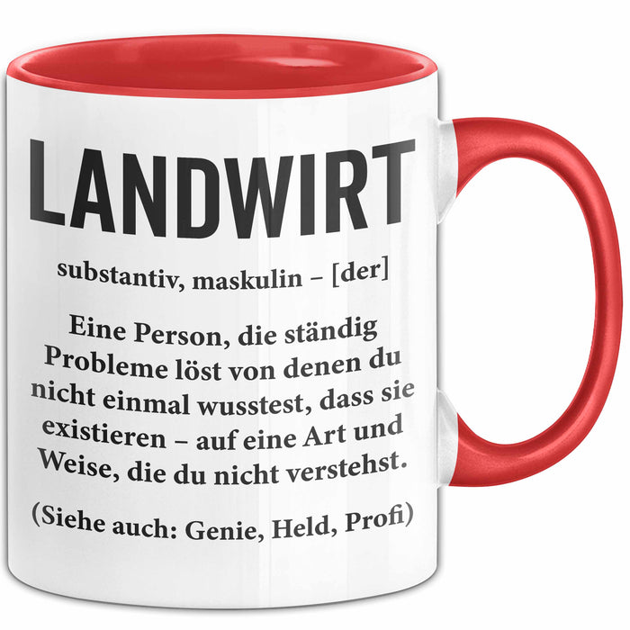 Bauer Sarkastisch Sarkasmus Tasse Geschenk Lustige Geschenkidee Spruch Landwirt Definition Rot Trendation