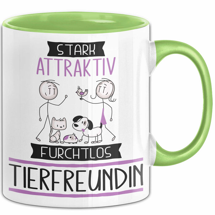 Tierfreundin Tasse Geschenk Becher Stark Attraktiv Furchtlos Tierfreundin Lustige Geschenkidee Grün Trendation