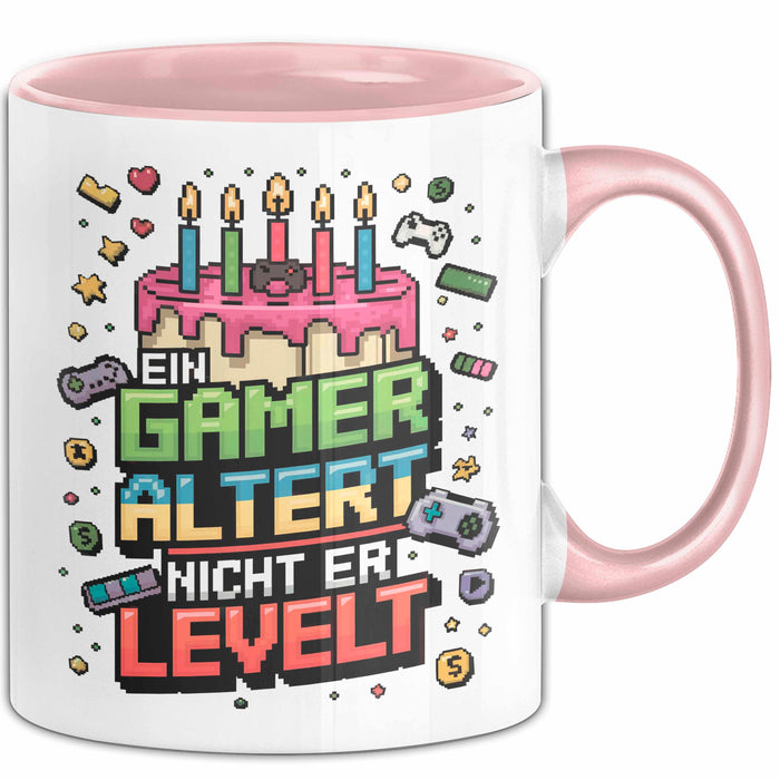 Gamer Geburtstag Tasse Geschenkidee Ein Gamer Steigt Auf Rosa Trendation