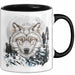 Wolf Tasse Geschenk Abstrakt Wölfe Mondlandschaft Geschenkidee Schwarz Trendation