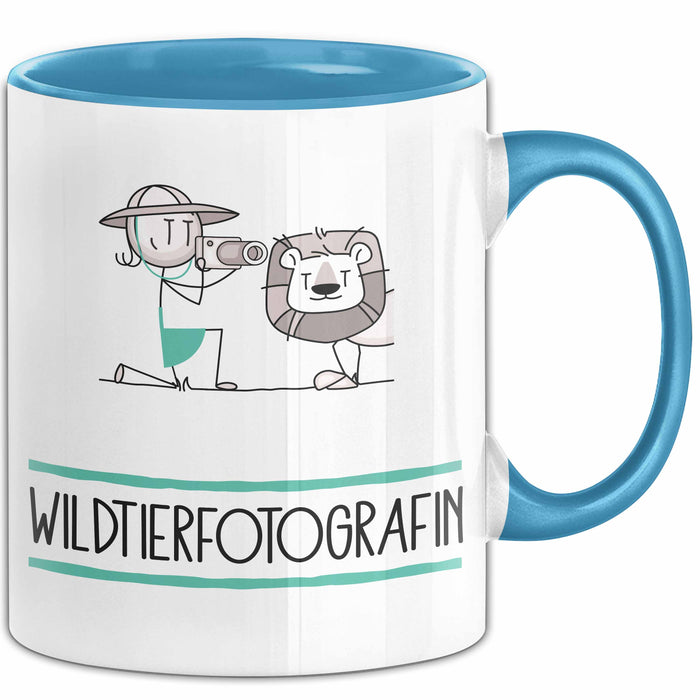 Geschenk für Wildtierfotografin Tasse Lustige Geschenkidee Geburtstag Ich Bin Wildtierfotografin Ich Darf Das Blau Trendation
