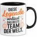Büro Arbeit Kollege Tasse Becher Geschenk Lustige Geschenkidee Spruch Diese Legende Verlässt Das Beste Team Der Welt Trendation