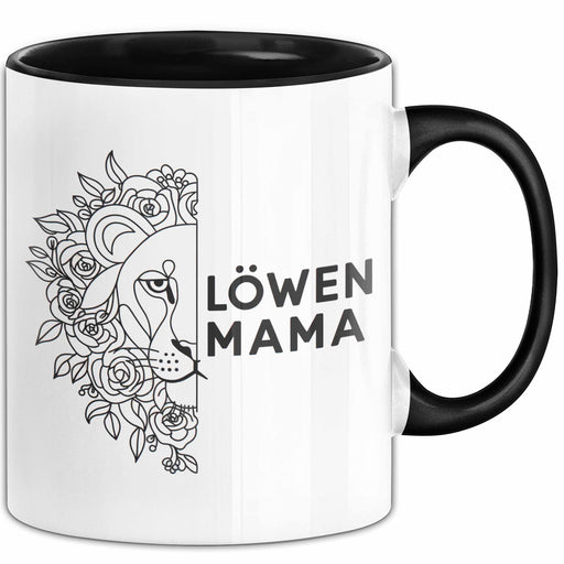 Mama Muttertag Tasse Becher Geschenk Lustige Geschenkidee Spruch Löwen Mama Schwarz Trendation