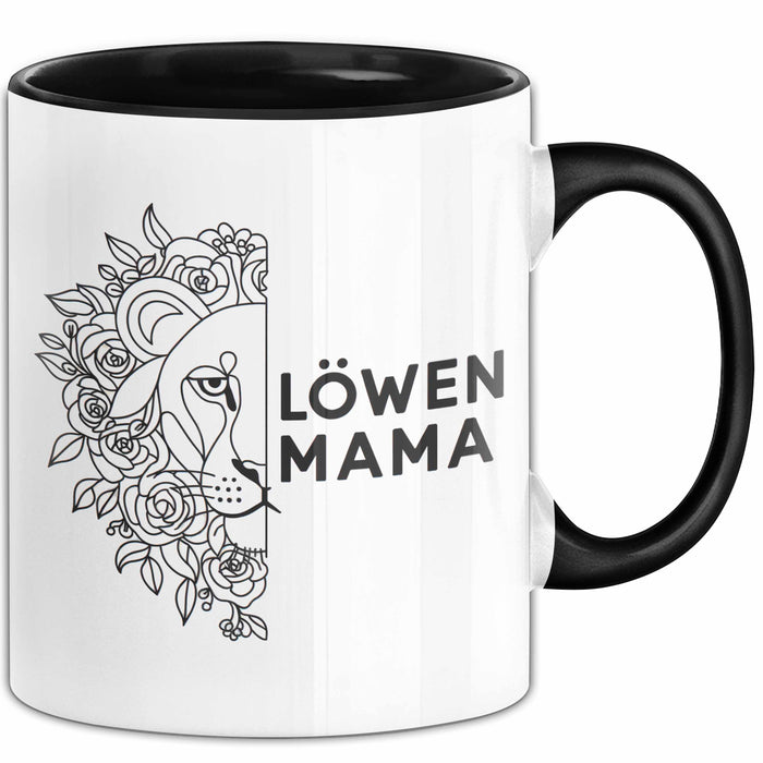 Mama Muttertag Tasse Becher Geschenk Lustige Geschenkidee Spruch Löwen Mama Schwarz Trendation