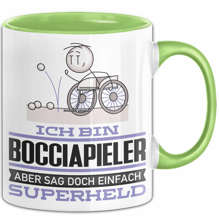 Bocciapieler Geschenk Tasse Ich Bin Bocciapieler Aber Sag Doch Einfach Superheld Lustige Geschenkdiee für Bocciapieler Kaffee-Becher Grün Trendation
