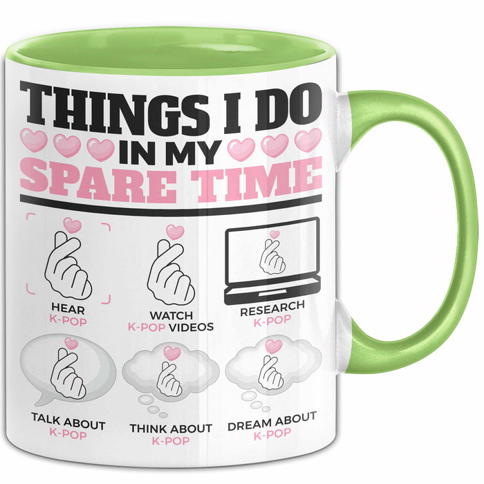 KPop Tasse Geschenk Spare Time Finger Heart Grafik Geschenkidee Grün Trendation