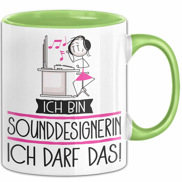 Geschenk für Sounddesignerin Tasse Lustige Geschenkidee Geburtstag Ich Bin Sounddesignerin Ich Darf Das Grün Trendation