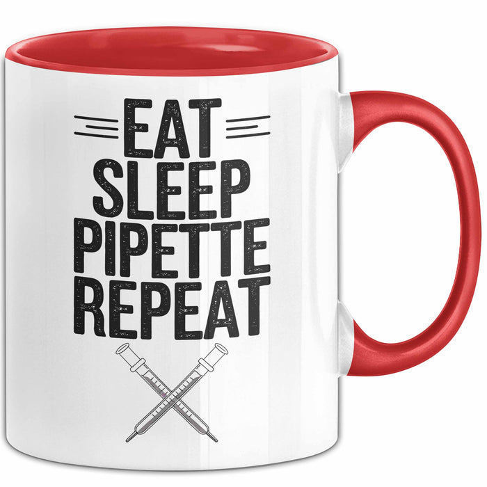 Biologe Tasse Geschenk Essen Schlafen Pipettieren Rot Trendation