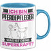 Pferdepfleger Tasse Geschenk für Pferdepfleger Geburtstag Lustiger Spruch Kaffee-Becher Was Ist Deine Superkraft Blau Trendation