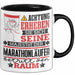 Marathonläufer Geschenk Tasse Lustiger Spruch Erheben Sie Sich Der Marathonläufer Betritt den Raum Schwarz Trendation