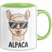 Alpaka Liebhaber Tasse Geschenkidee Flauschiger Tierfan Geschenkidee Lustig Grün Trendation