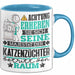 Katzenzüchter Geschenk Tasse Lustiger Spruch Erheben Sie Sich Der Katzenzüchter Betritt den Raum Blau Trendation