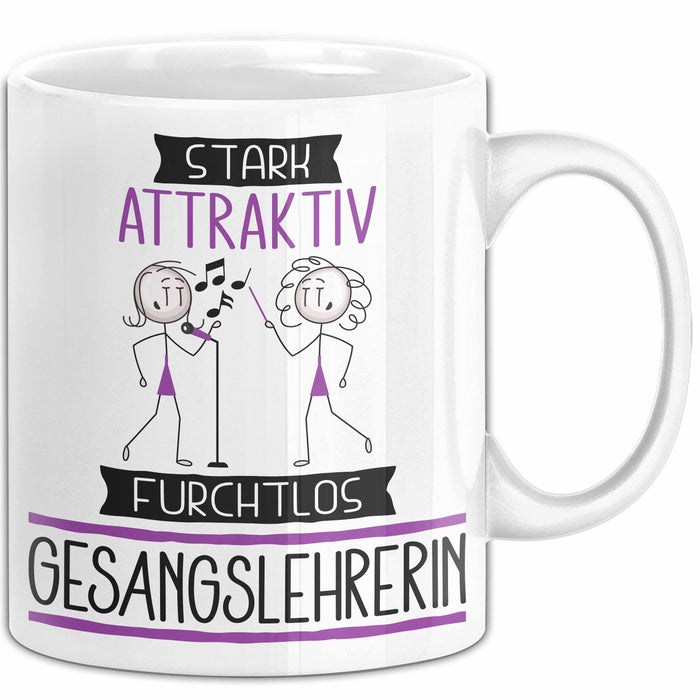 Gesangslehrerin Tasse Geschenk Becher Stark Attraktiv Furchtlos Gesangslehrerin Lustige Geschenkidee Weiß Trendation